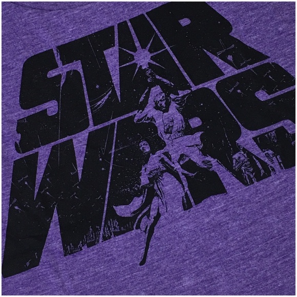 Star Wars Logo Silver Sequin Sleeve Purple Shirt - Picture 4 of 8